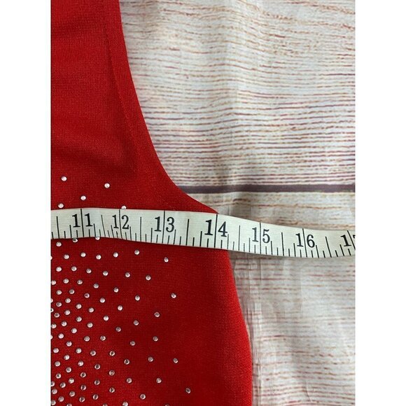 Varsity Spirit Red Cheerleading Cap Sleeve Embellished Top - YXL - Picture 8 of 10